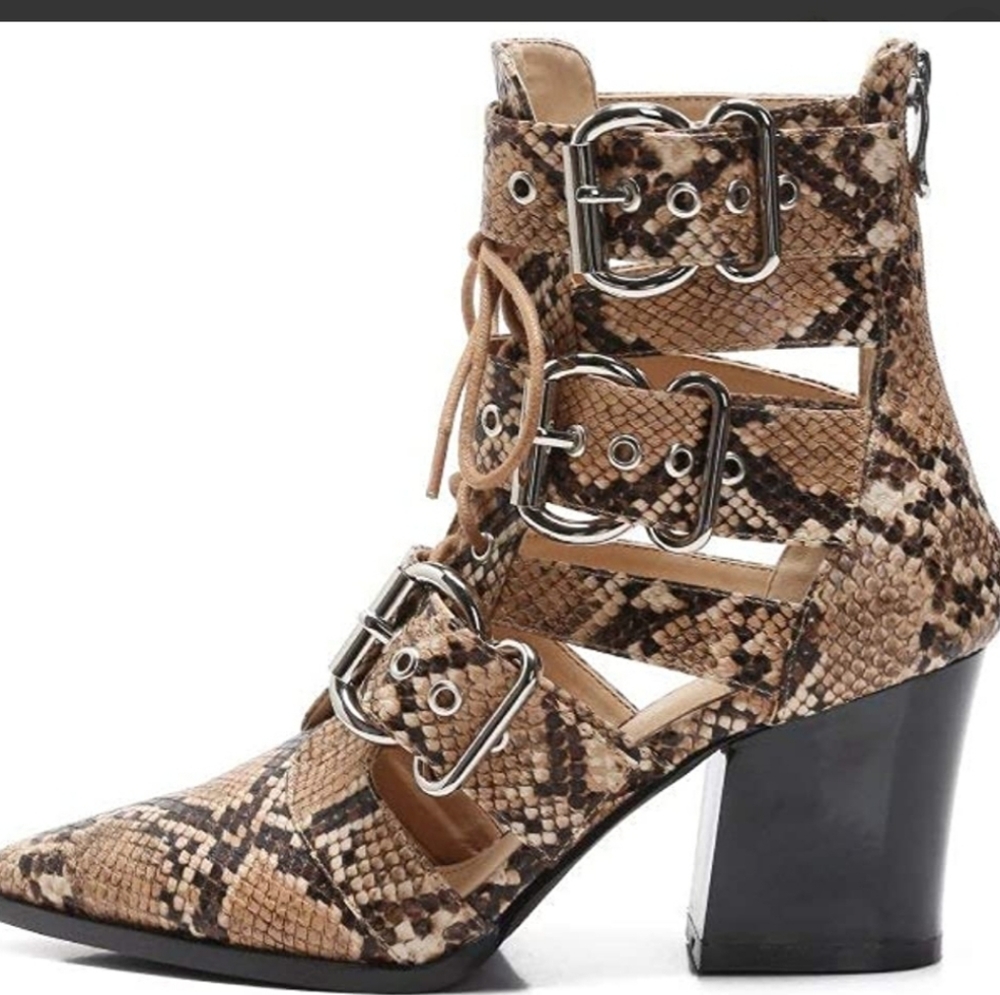 Mackin J Python Pointed toed caged booties.  Size 8.5 - Picture 7 of 13
